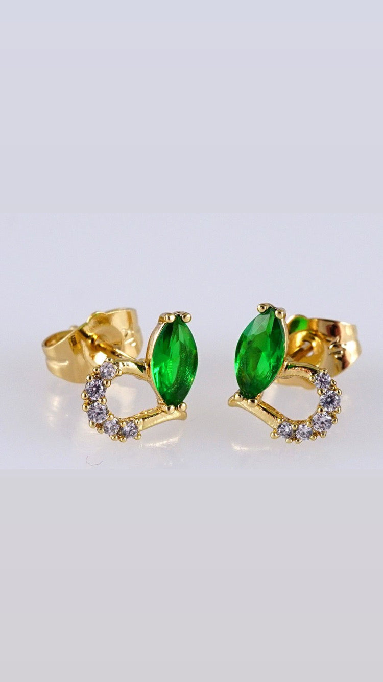 Color diamond knob earrings