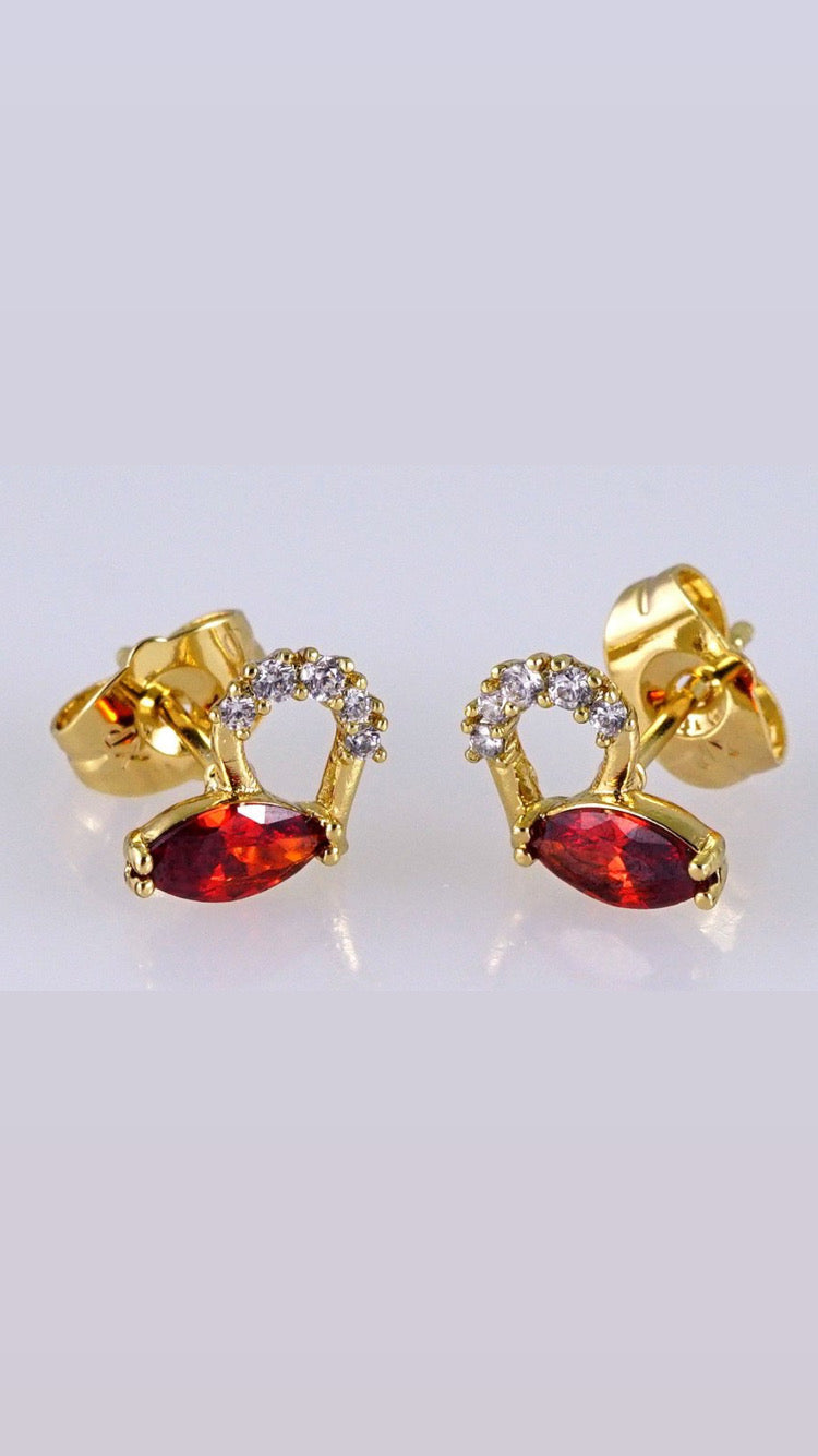 Color diamond knob earrings